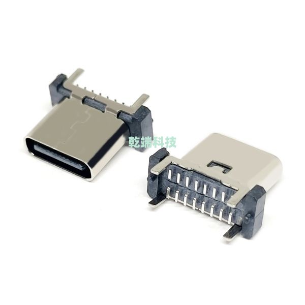 Typec CF 立貼 SMT 16PIN C7025 LCP黑色 H=10.0 &(外殼帶彈片)