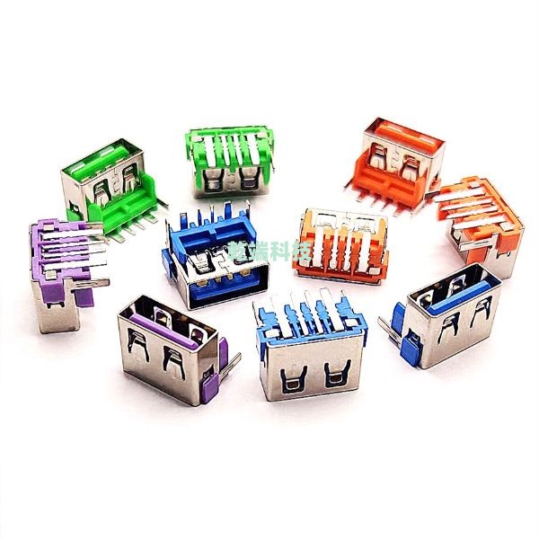 USB AF 90度 10.0 加高8.2 大電流 后插后插 平口有耳 PBT