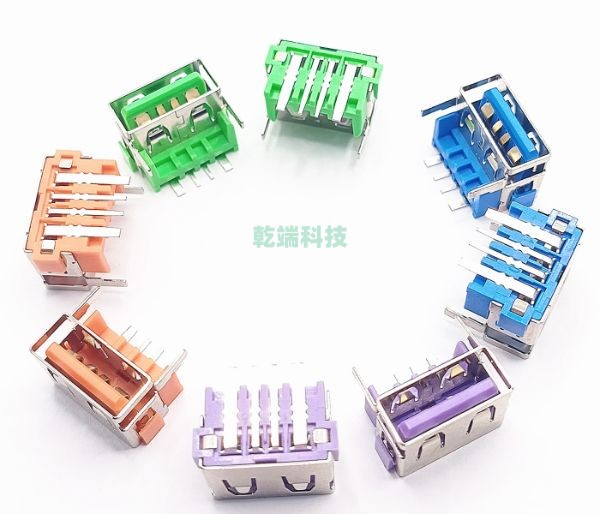 USB AF 90度 10.0 加高8.7 大電流 后插后插 平口有耳 PBT