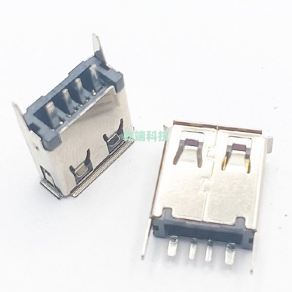 USB AF 180度直插 13.7 卷邊鐵殼 小腳 大電流 LCP黑膠