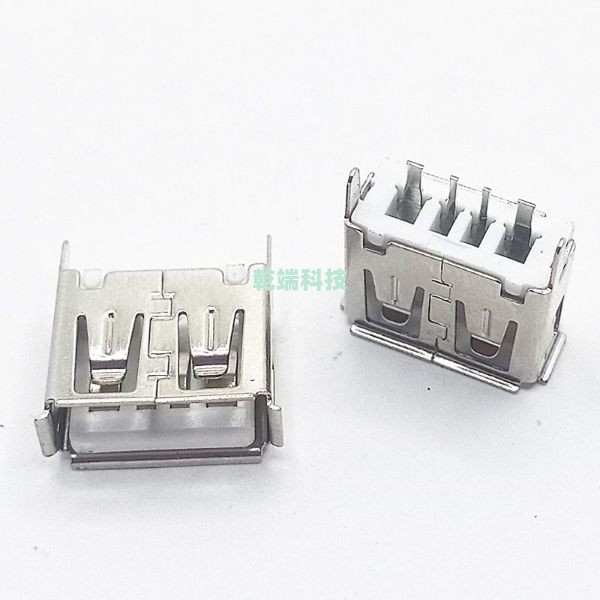 USB AF 180度直插 10.5卷邊鐵殼 小腳 大電流 LCP黑膠